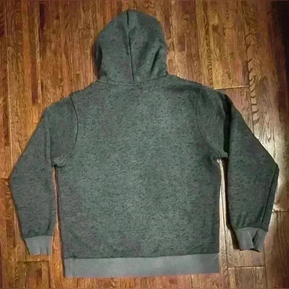 LEINENKUGEL Lace Up Pullover Hooded Knit Sweatshirt in Grey with Embroidery - Picture 9 of 9